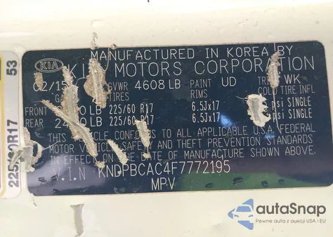 2015 Kia Sportage Lx из США, поврежденный, VIN KNDPBCAC4F7772195